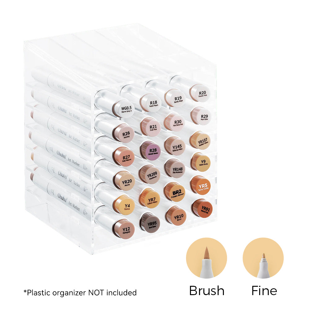 Ohuhu Honolulu 24 Skin Tone Colors Dual Tips Portrait Alcohol Art Markers