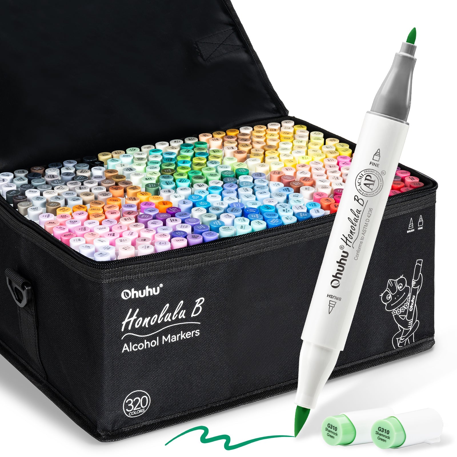 Ohuhu Honolulu 320 Colors Dual Tips Alcohol Art Markers (New Version)