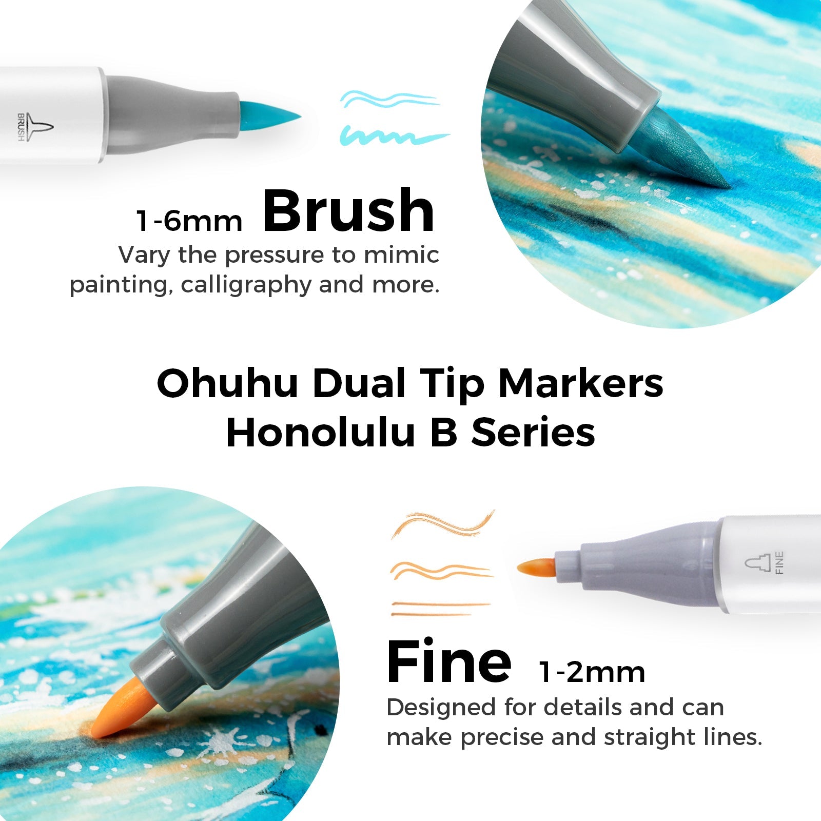 Ohuhu Honolulu 48 Pastel Colors Dual Tips Alcohol Art Markers-Sweetness