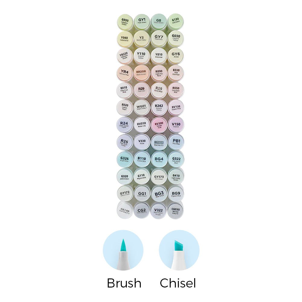 Ohuhu Honolulu New 48 Pastel Colors Dual Tips Alcohol Art Markers - Blossoming