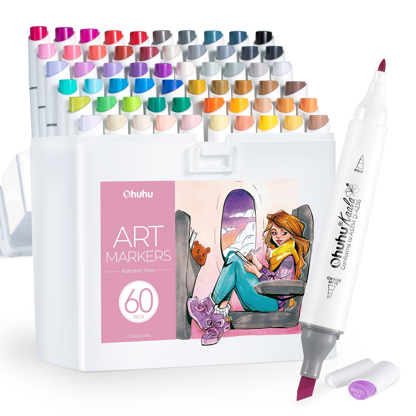 Ohuhu Kaala Five Tones Slim Broad and Fine Dual Tips Alcohol Art Markers