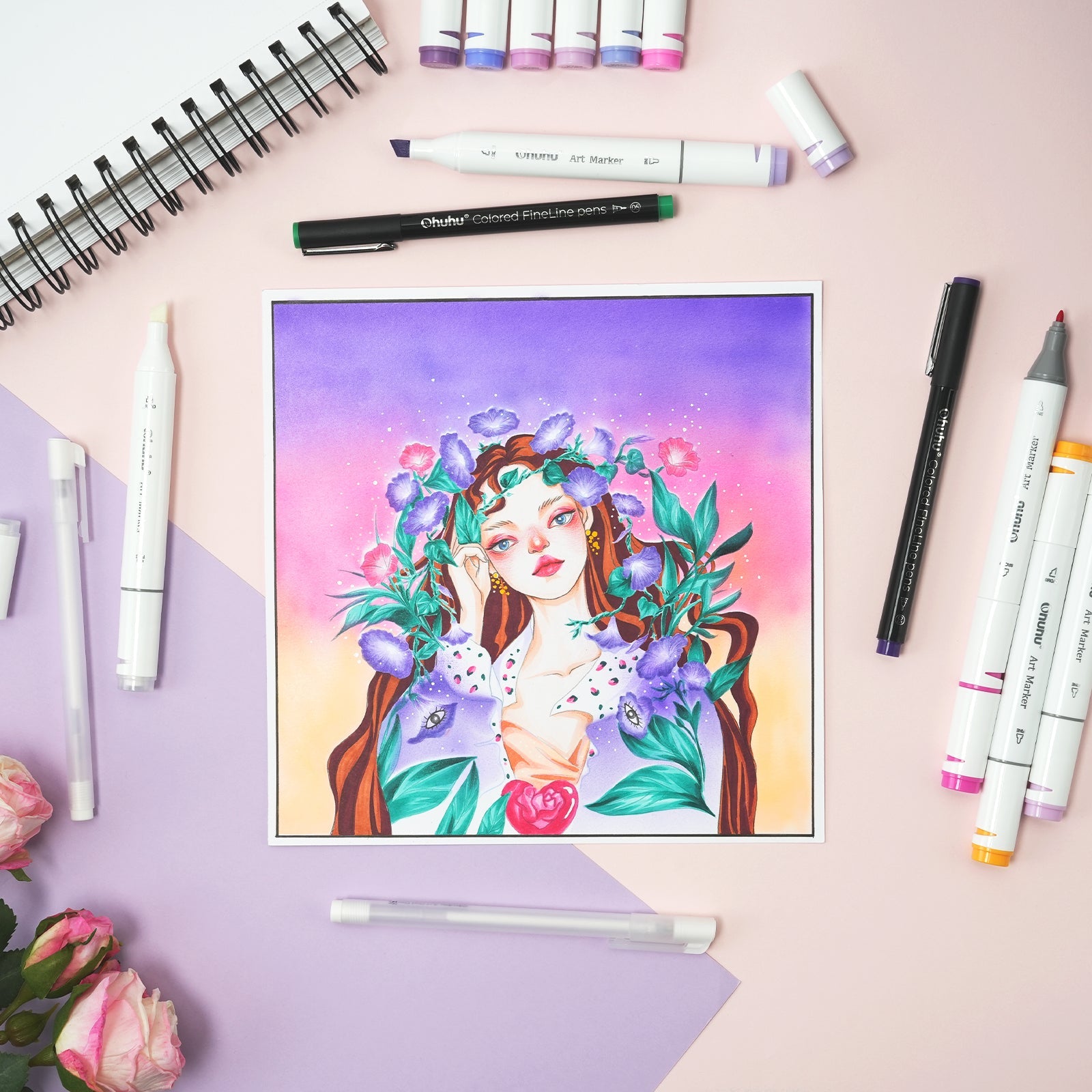 Ohuhu Oahu 160 Colors Dual Tips Alcohol Art Markers, Fine & Chisel