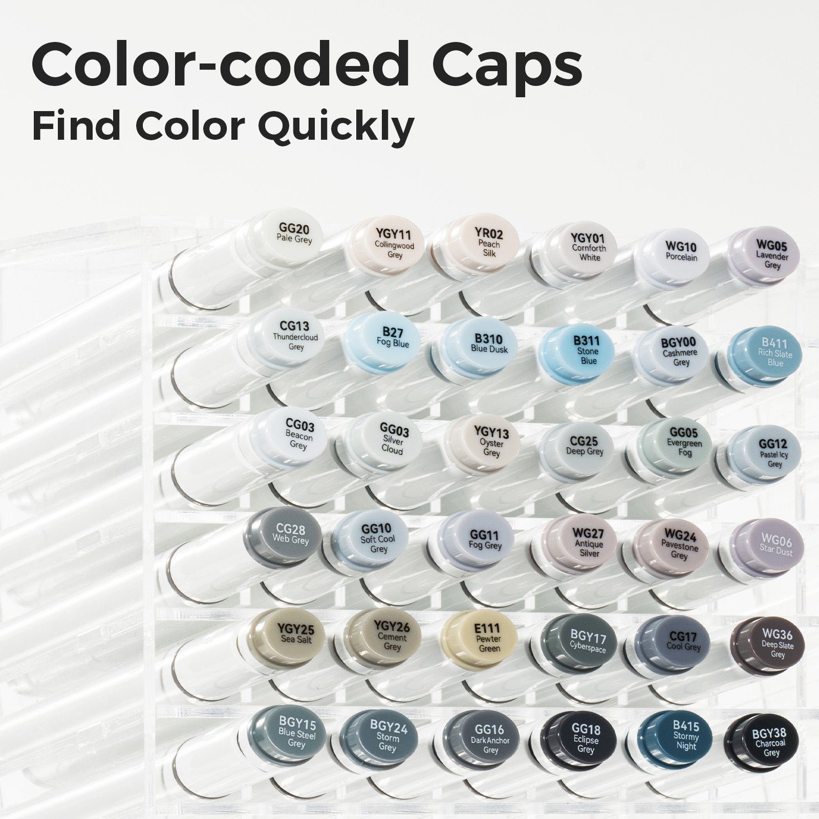 Ohuhu Oahu 36 Gray Tone Colors Dual Tips Alcohol Art Markers Set, Fine & Chisel (New Version)