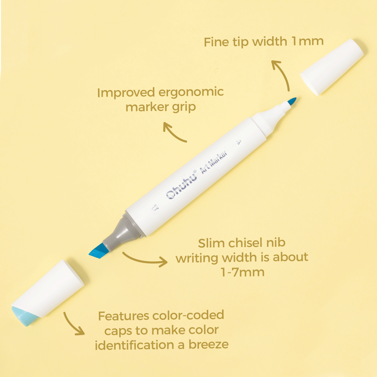 Ohuhu Kaala Five Tones Slim Broad and Fine Dual Tips Alcohol Art Markers