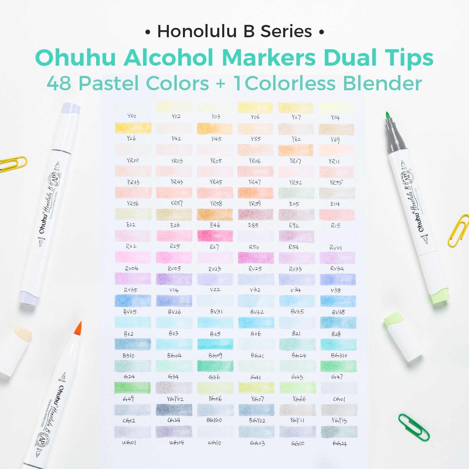 Ohuhu Honolulu 96 Pastel Colors Alcohol Art Markers - Sweetness & Blossoming (New Version)