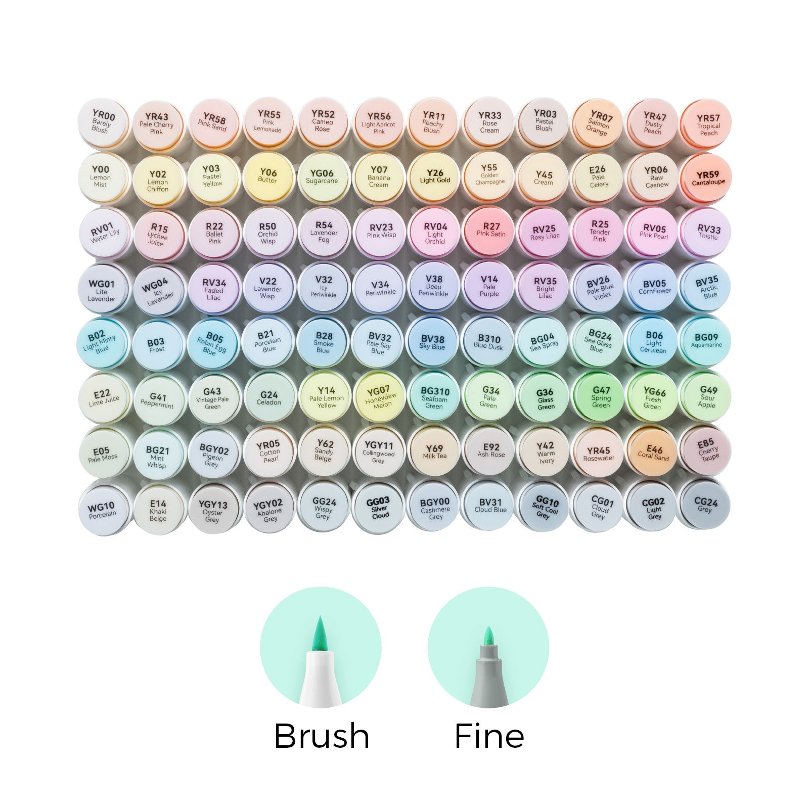 Ohuhu Honolulu 96 Pastel Colors Alcohol Art Markers - Sweetness & Blossoming (New Version)